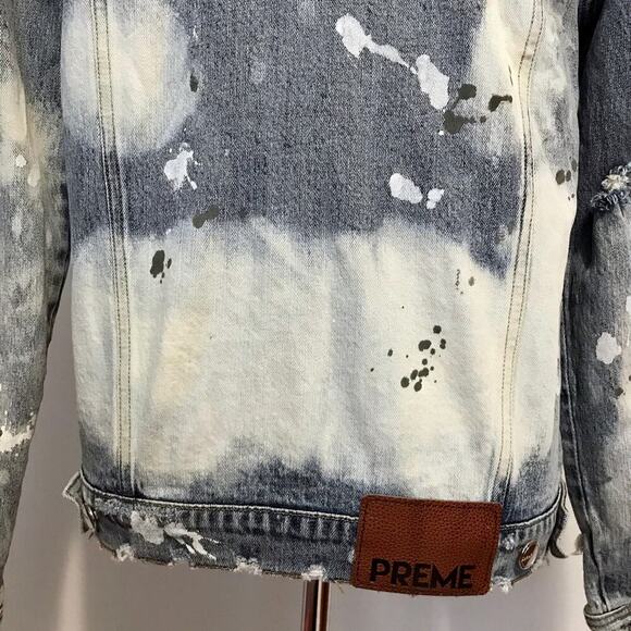 Preme NWOT Light Wash Bleached Jean Jacket Men M - Picture 10 of 14